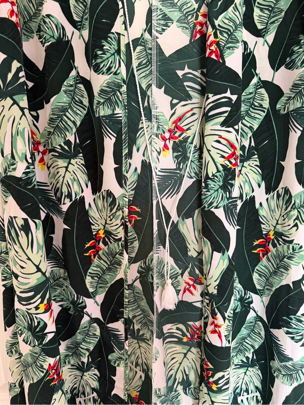Rachel Zoe Tropical Leaf Beach Coverup — Green, White & Red - Picture 3 of 5